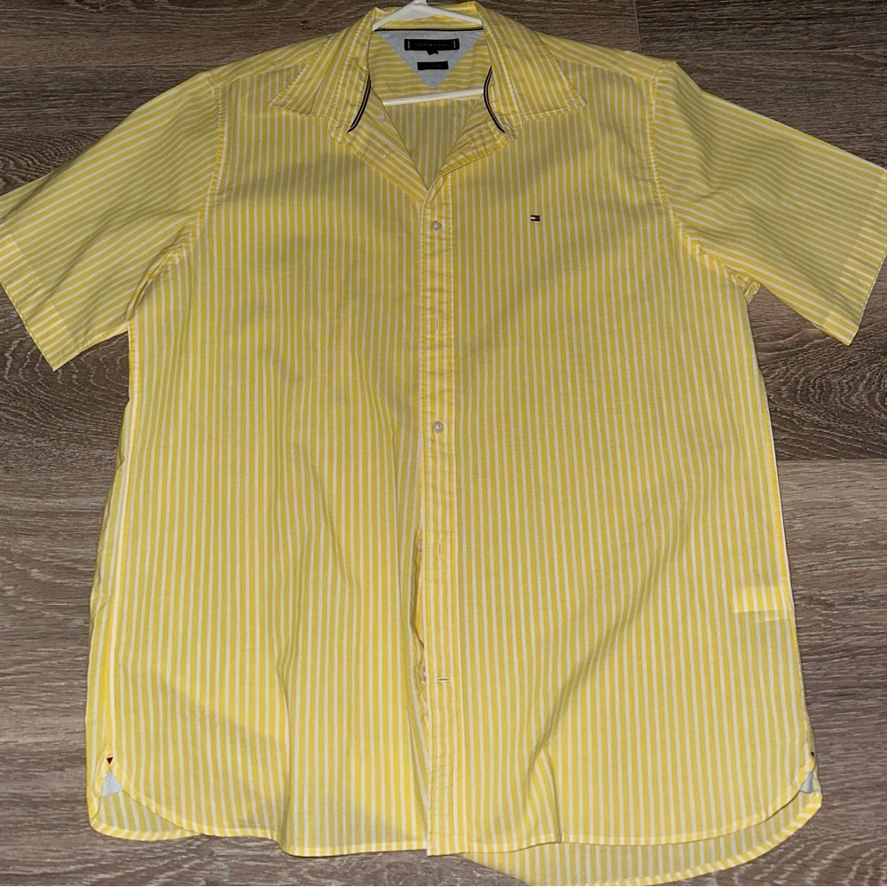 Tommy Hilfiger Yellow Striped Cotton Linen Shirt